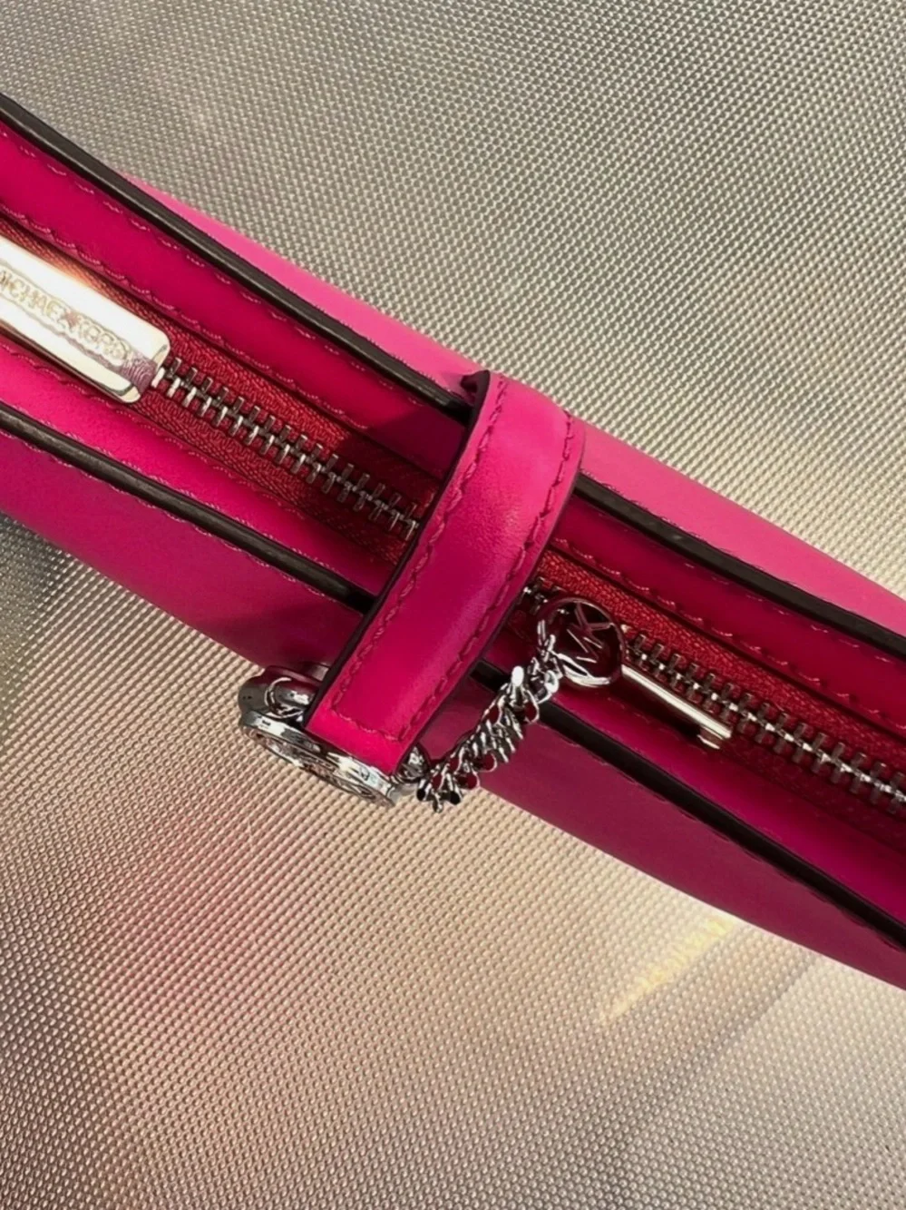 Michael Kors Hot Pink Leather Shoulder Bag with MK Charm